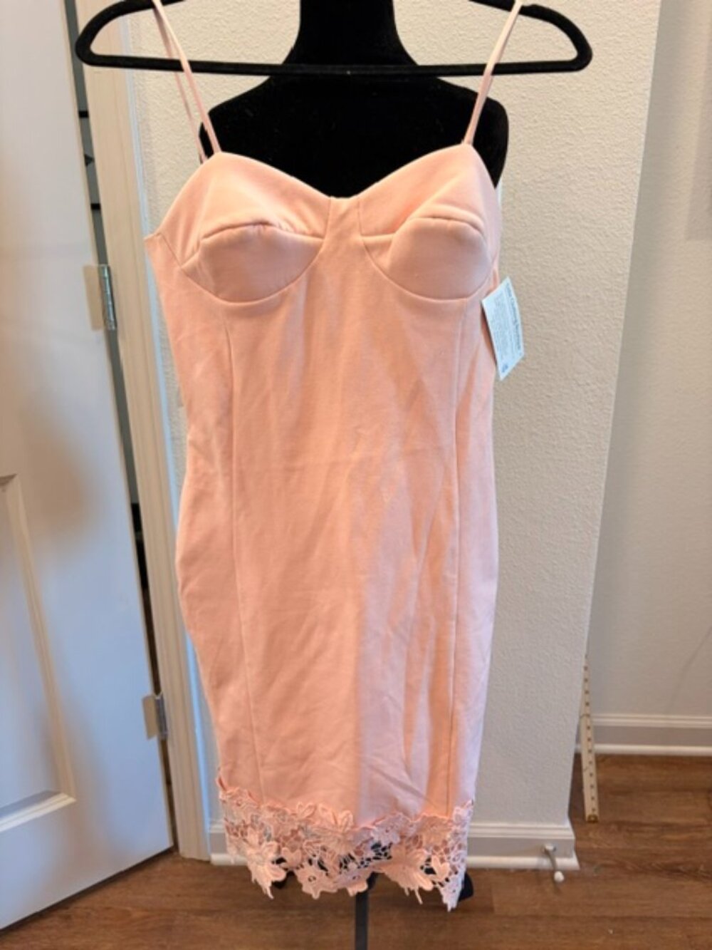 Women's Small light pink bra top dress with lace on bottom hem